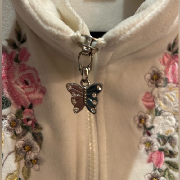 Bradford Exchange Fleece Jacket with Floral and Butterfly Embroidery - Picture 7 of 11